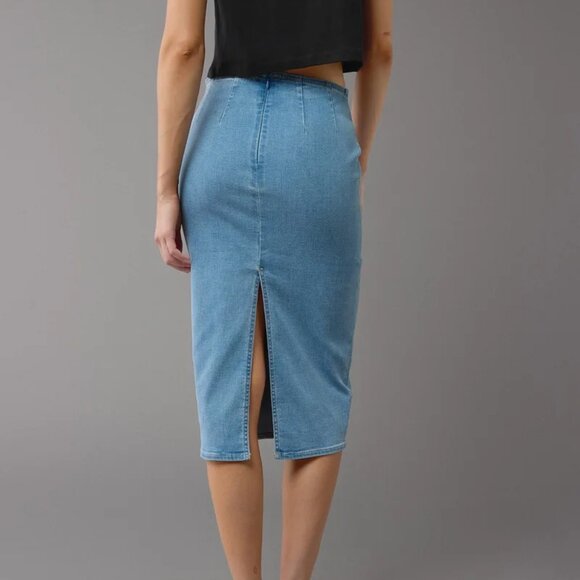 American Eagle Highest Waist Denim Midi Skirt - Size 0 / 25w - Picture 3 of 7